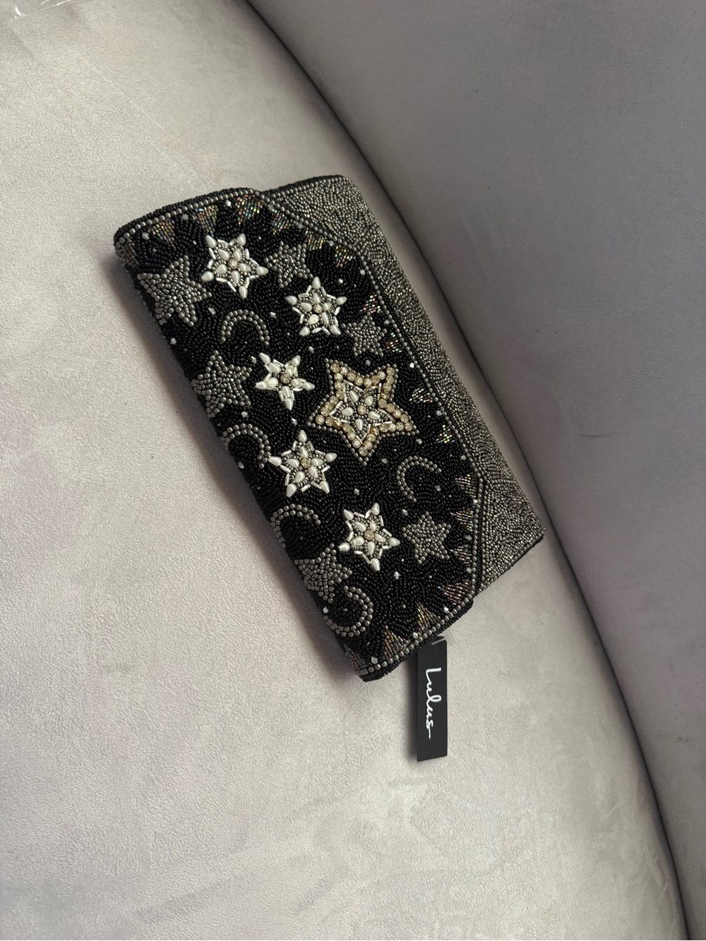 lululemon athletica Black Beaded Star and Crescent Evening Wallet